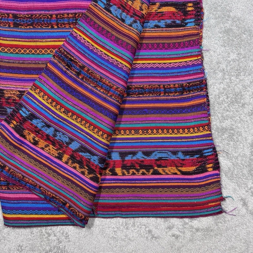Vintage Guatemalan Handwoven Textile Table Runner Multicolor Boho Wall Hanging